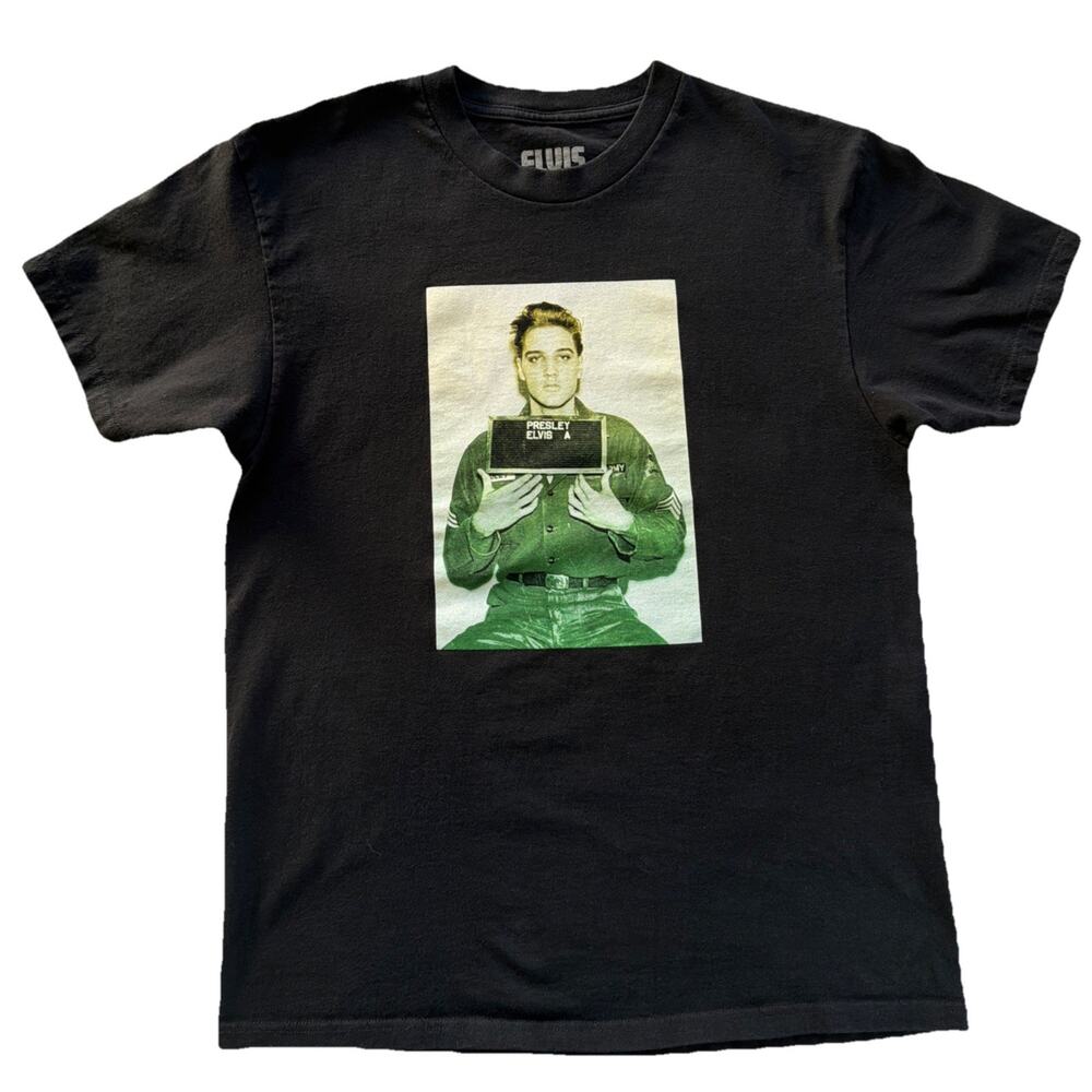 Elvis Presley Army Graphic T-shirt Women Large Black Short Sleeve Music Unisex